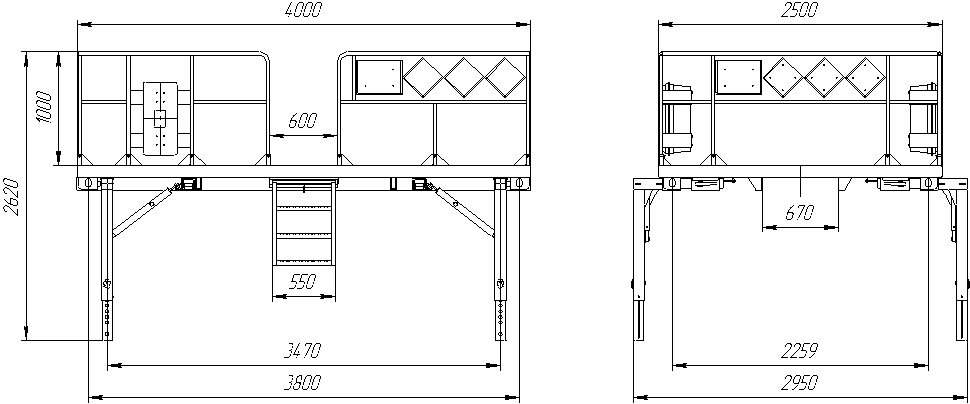 чертеж с габаритными размерами тягач-контейнеровоз AST432